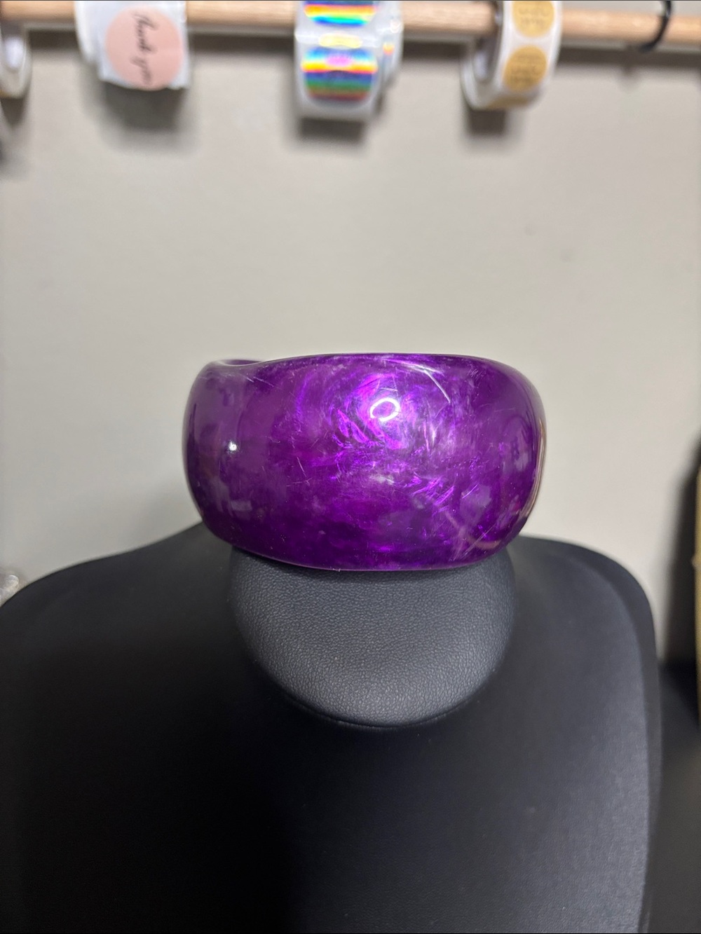 Purple Resin Statement Bangle Bracelet - Women Jewelry